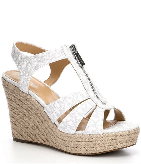 michael kors white wedge sandals|michael kors sandals wedges zipper.